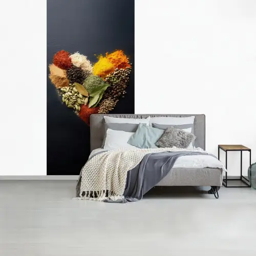 Specerijen - Mix - Hartvorm - Zwart fotobehang vinyl groot -slaapkamer