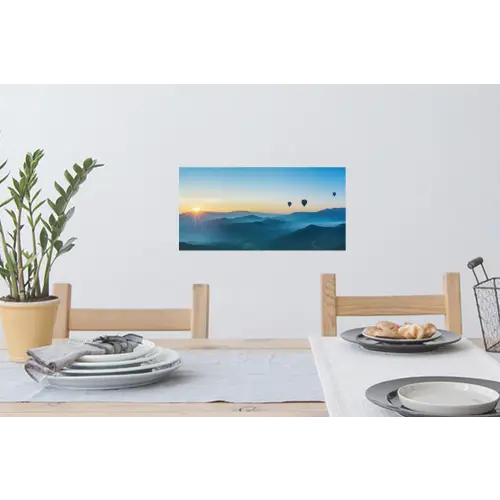 Luchtballonnen - Bergen - Zonsopgang - Landschap Muursticker klein -eettafel
