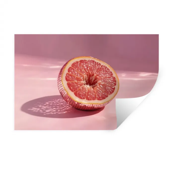Grapefruit - Roze - Disco - Shiny Muursticker klein -3d