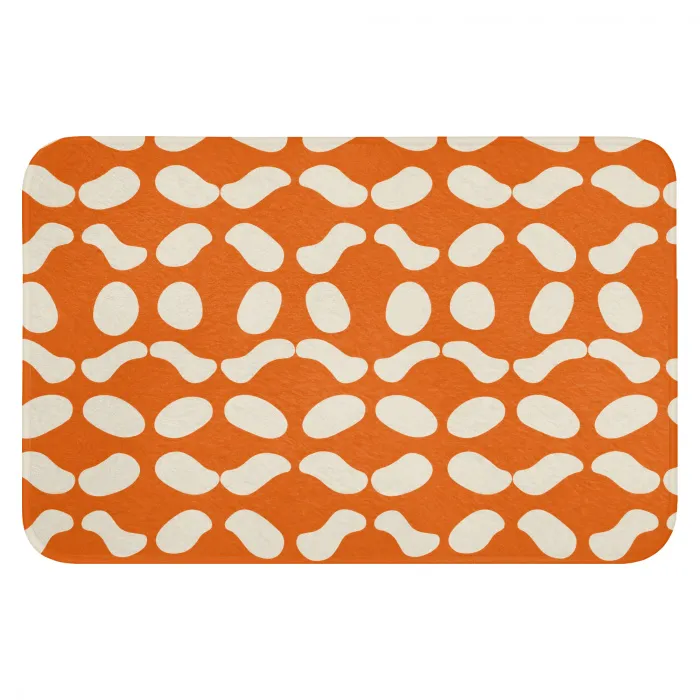 Oranje - Organische vormen - Wit Badmat klein 997 -3d