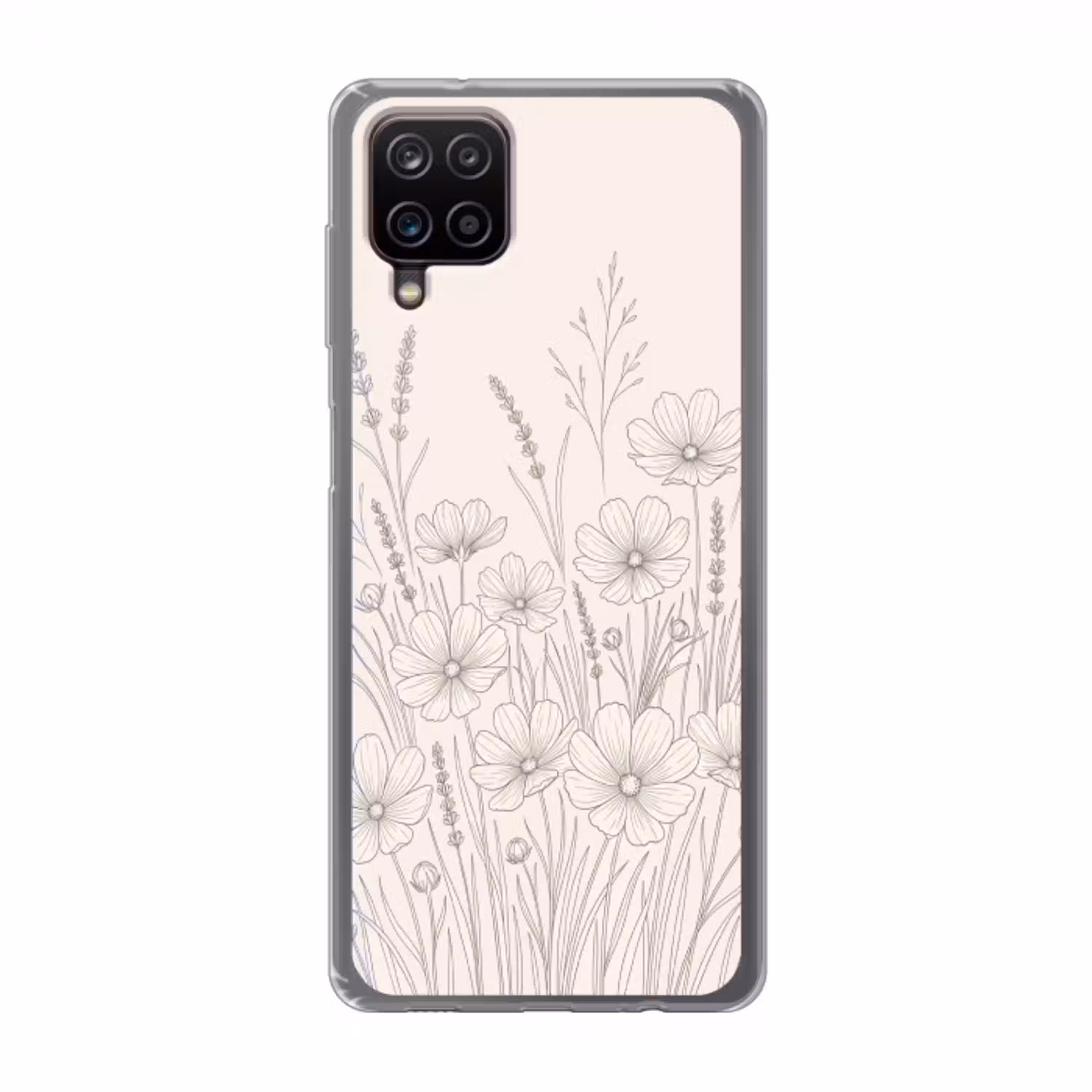 Minimalistisch - Modern - Bloemen - Beige Telefoonhoesje Samsung Galaxy A12 klein -3d