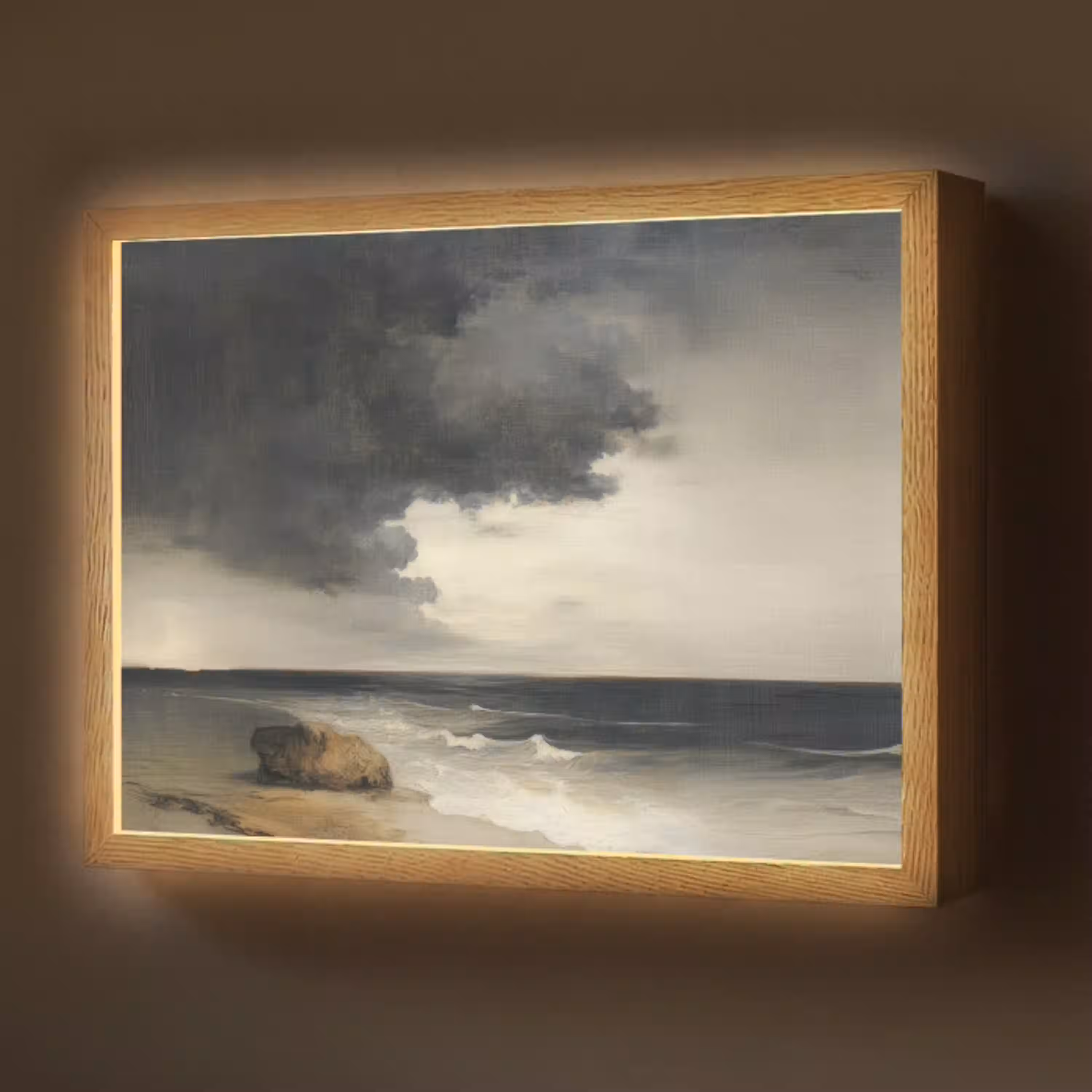 Kust - Golven - Rots - Storm Light Box met batterij (Wandlamp) middel -z3d_website