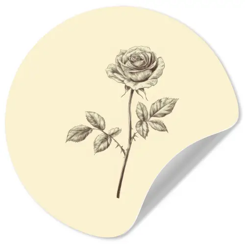 Illustratie - Zwart - Roos Wandcirkel behangsticker klein -3d