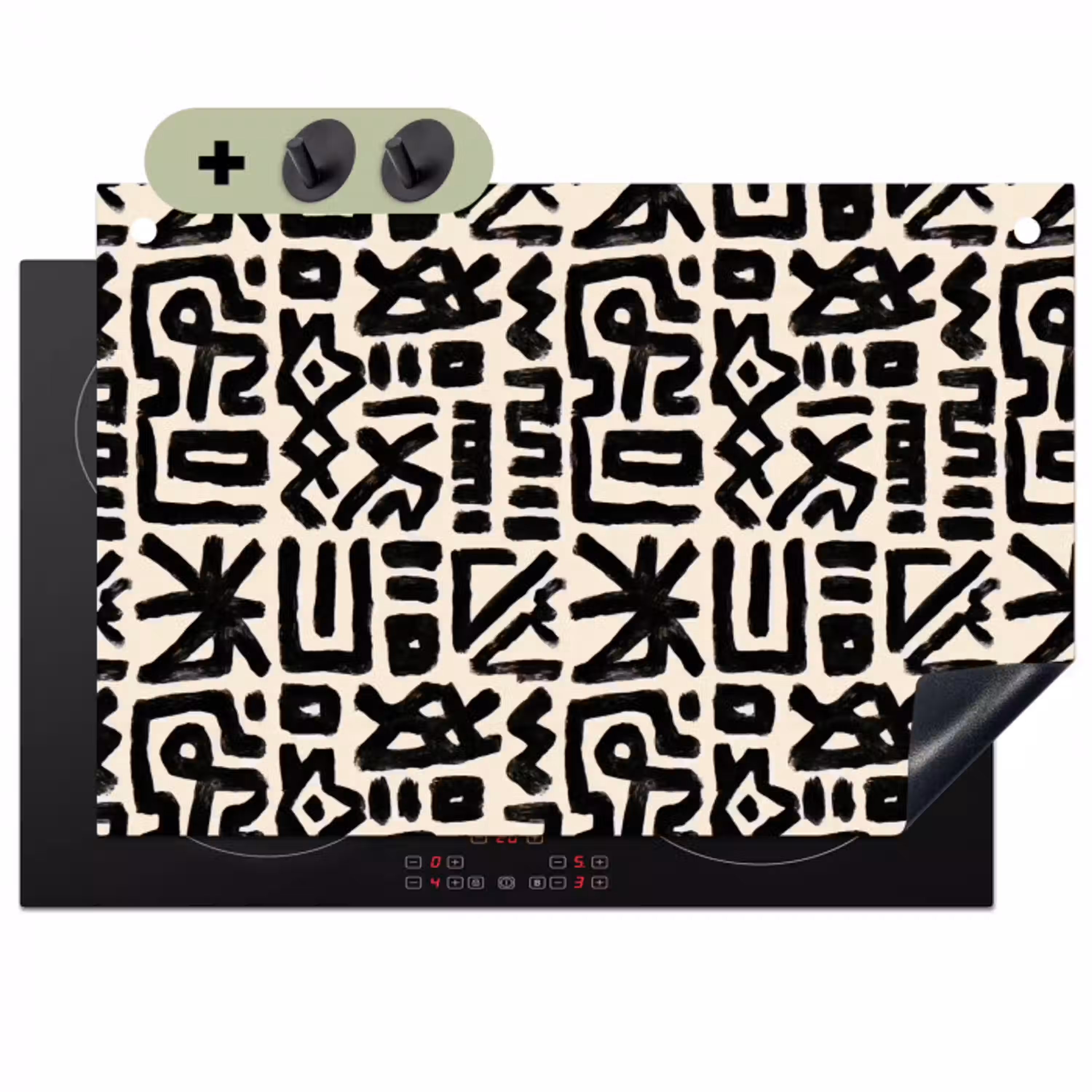 Geometrisch - Figuren - Zwart Inductie beschemer met haakjes klein 777 -3d