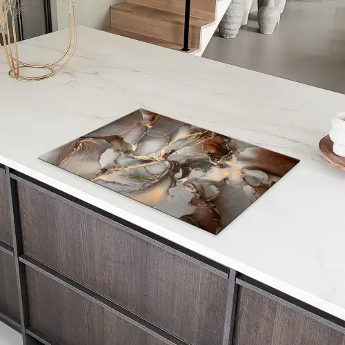 Grijs - Goud - Marmer - Marmerlook Inductie beschermer vinyl 3mm klein -sfeer8