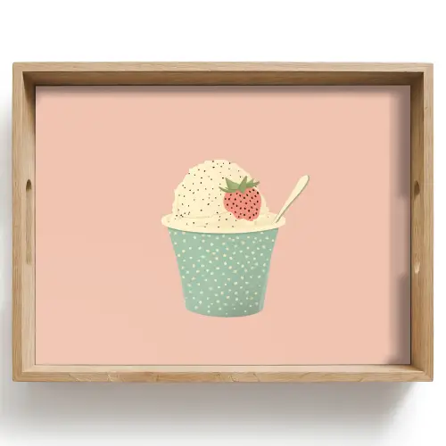 Bakje - Ijs - Aardbei - Roze Dienblad Rechthoek middel -z3d_shopping