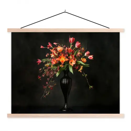 Sierlijk - Boeket - Vaas textielposter latten blank klein -3d