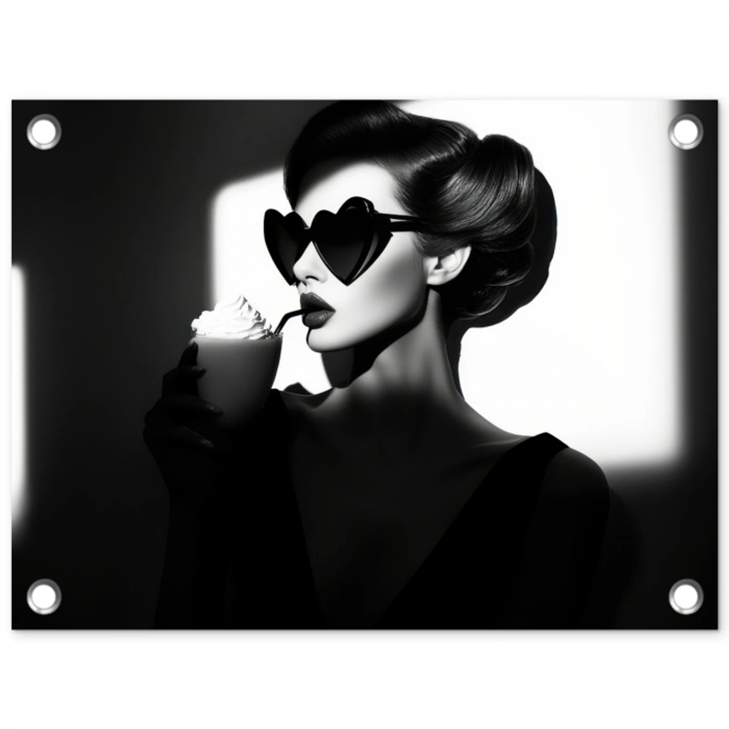 Vrouw - Zwart - Hart tuinposter los doek klein -3d