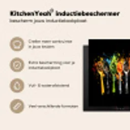 Lepels - Kruiden - Modern - Graffiti - Verf - Kleurrijk Inductie beschermer vinyl 3mm middel -sfeer2