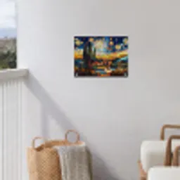 Hemel - Sterren - Mozaïek - Huizen tuinposter los doek klein -sfeer8