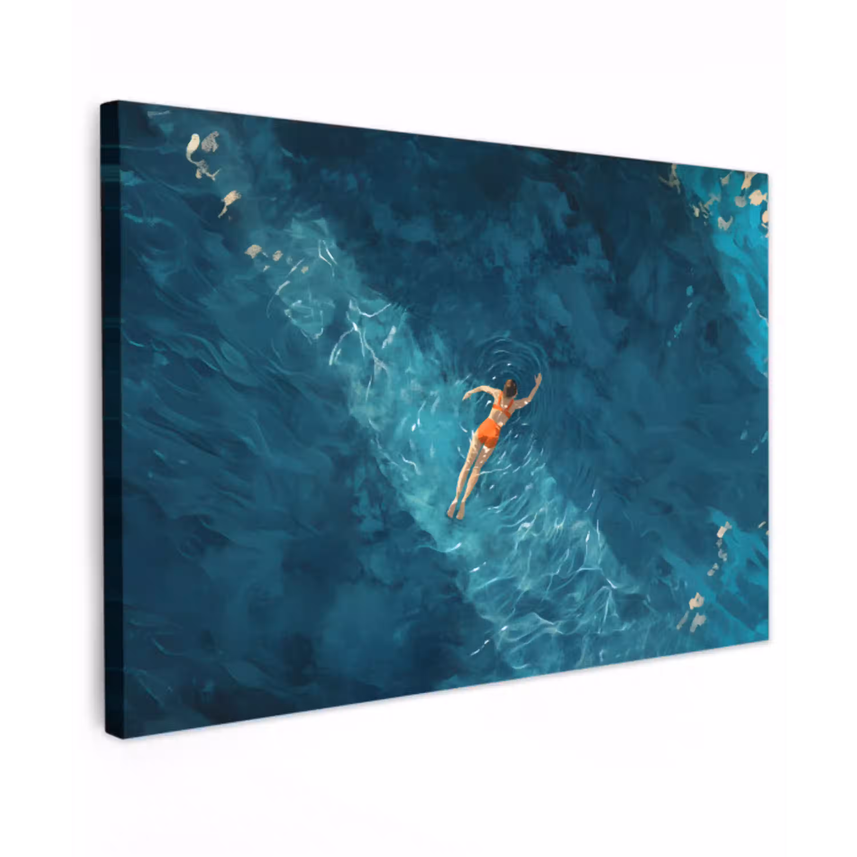 Vrouw - Water - Bikini - Oranje canvas 2cm klein -z3d