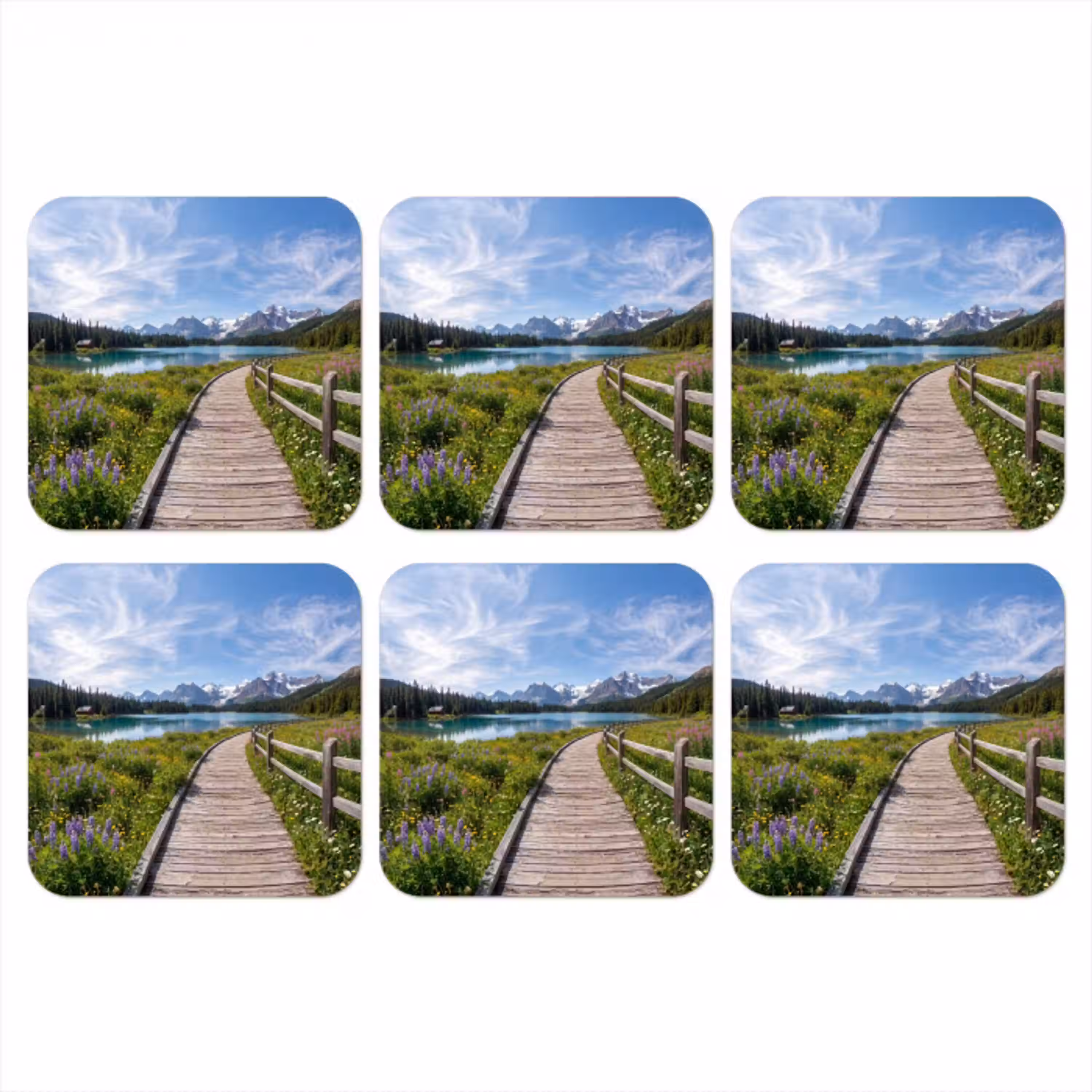 Bergen - Meer - Landschap - Blauw onderzetter kurk middel -3d