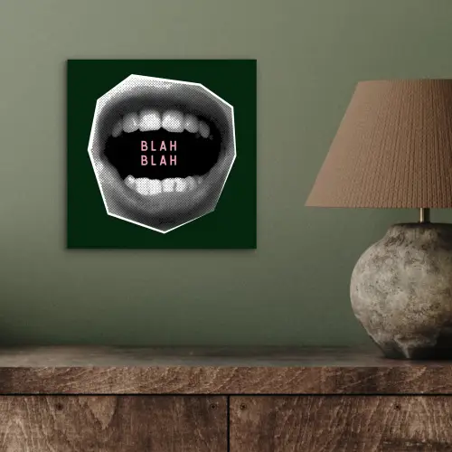 Mond - Groen - Illustratie - BLAH BLAH aluminium wit klein -sfeer2
