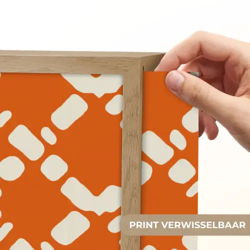 Oranje - Ruitpatroon - Wit Light Box met batterij (Wandlamp) middel 907 -USP_websiteprintNL