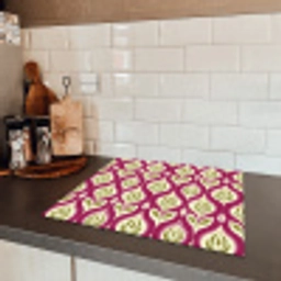 Retro - Floraal - Paars Inductie beschermer vinyl 3mm middel 274 -sfeer3