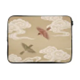 Vogels - Vliegen - Beige laptophoes neopreen klein -3d