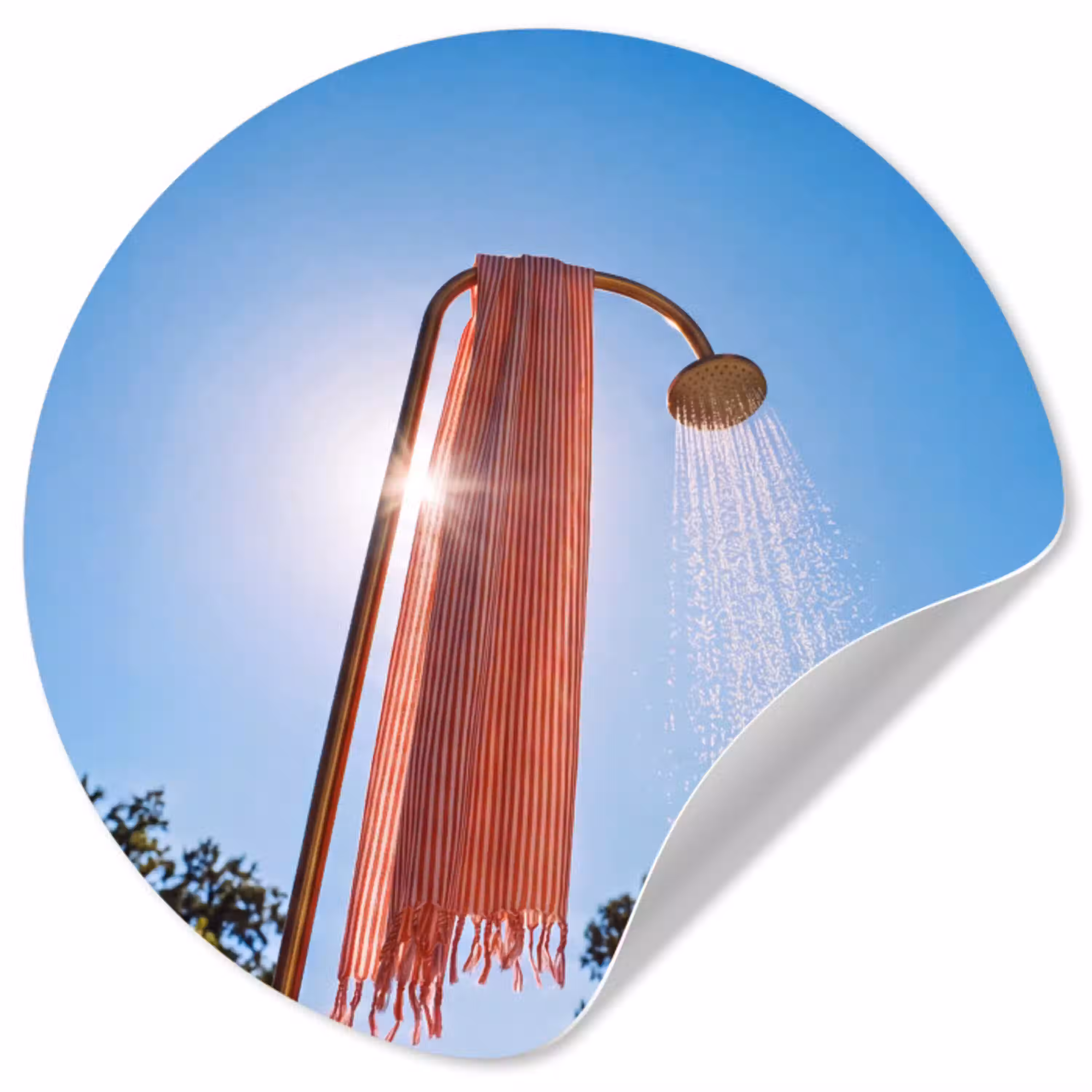 Douche - Water - Zomer - Blauw Wandcirkel behangsticker klein -3d