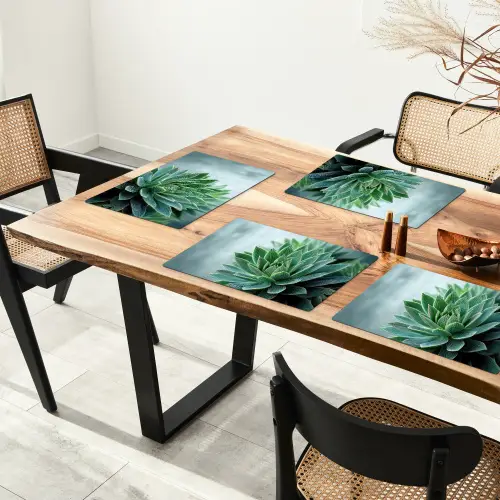 Vetplant - Bladeren - Groen - Wazig Placemat vinyl groot -zzsfeer4_Kitchenyeah-website