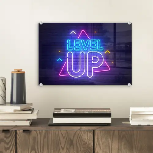 Gaming - Neon - Level Up - Quotes - Gamen plexiglas 5mm klein -sfeer1