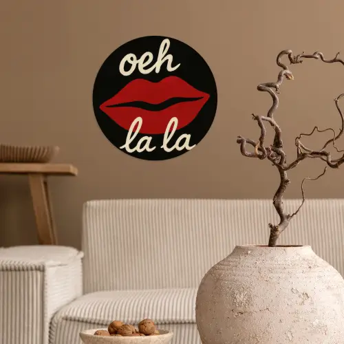 Lip - Rood - Quote Wandcirkel behangsticker klein -sfeer1