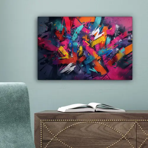 Abstract - Explosie - Neonkleuren canvas 2cm klein -sfeer4