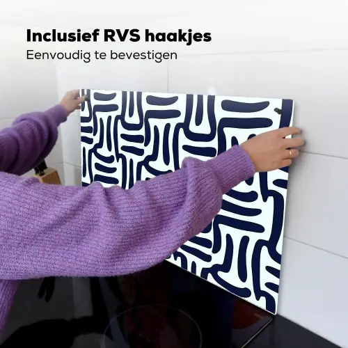Abstract - Modern - Blauw Inductie beschemer met haakjes klein 777 -ky-ophangen-nl