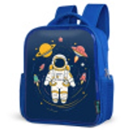 Astronaut - Planeten - Raket Kinderrugzak - Blauw middel -schuin
