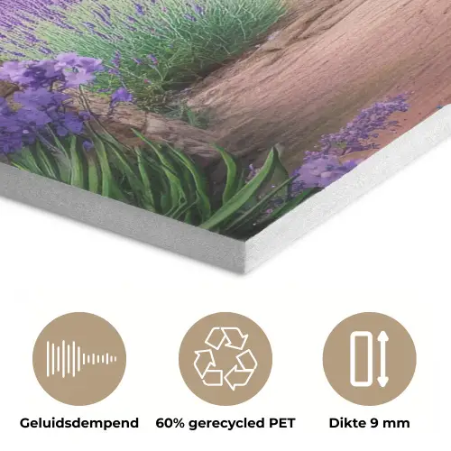 Doorkijk - Lavendel - Bloemen - Paars - Poort PET vilt klein -closeup_NL