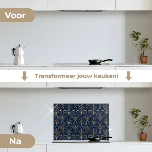 Deco - Waaier - Blauw keuken achterwand spatscherm klein 900 -voor_na_NL