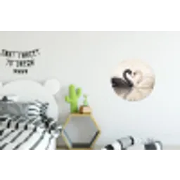 Zwanen - Hartvorm - Dieren Wandcirkel aluminium klein -kinderkamer