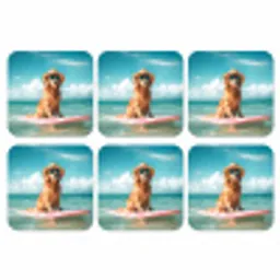 Zeewater - Hond - Golden retriever - Zonnebril onderzetter kurk middel -3d