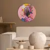 Kleurrijk - Bloemen - Vrouw - Zon Akoestische PET Vilt - Rond klein -sfeer1