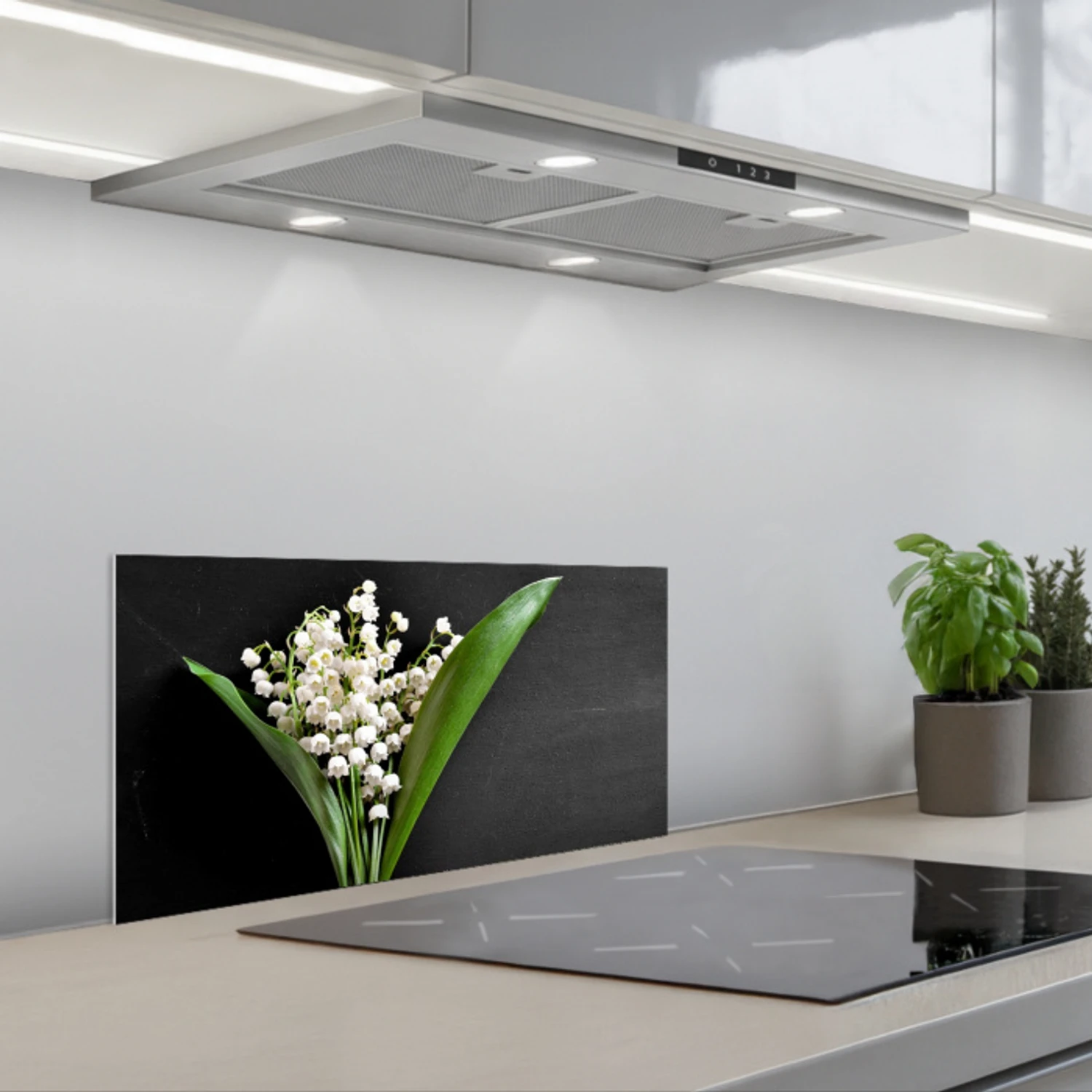 Lelietjes van dalen - Bloemen - Stilleven - Flora keuken achterwand spatscherm klein -3d_schuin