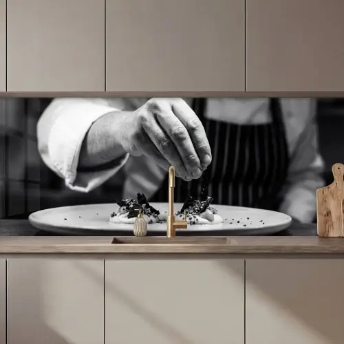 Chef - Garnering - Gerecht keuken achterwand 2 middel zz_3dshopping