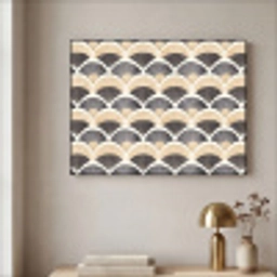 Waaier - Patroon - Zwart - Beige Textielframe zwart klein 947 -sfeer2