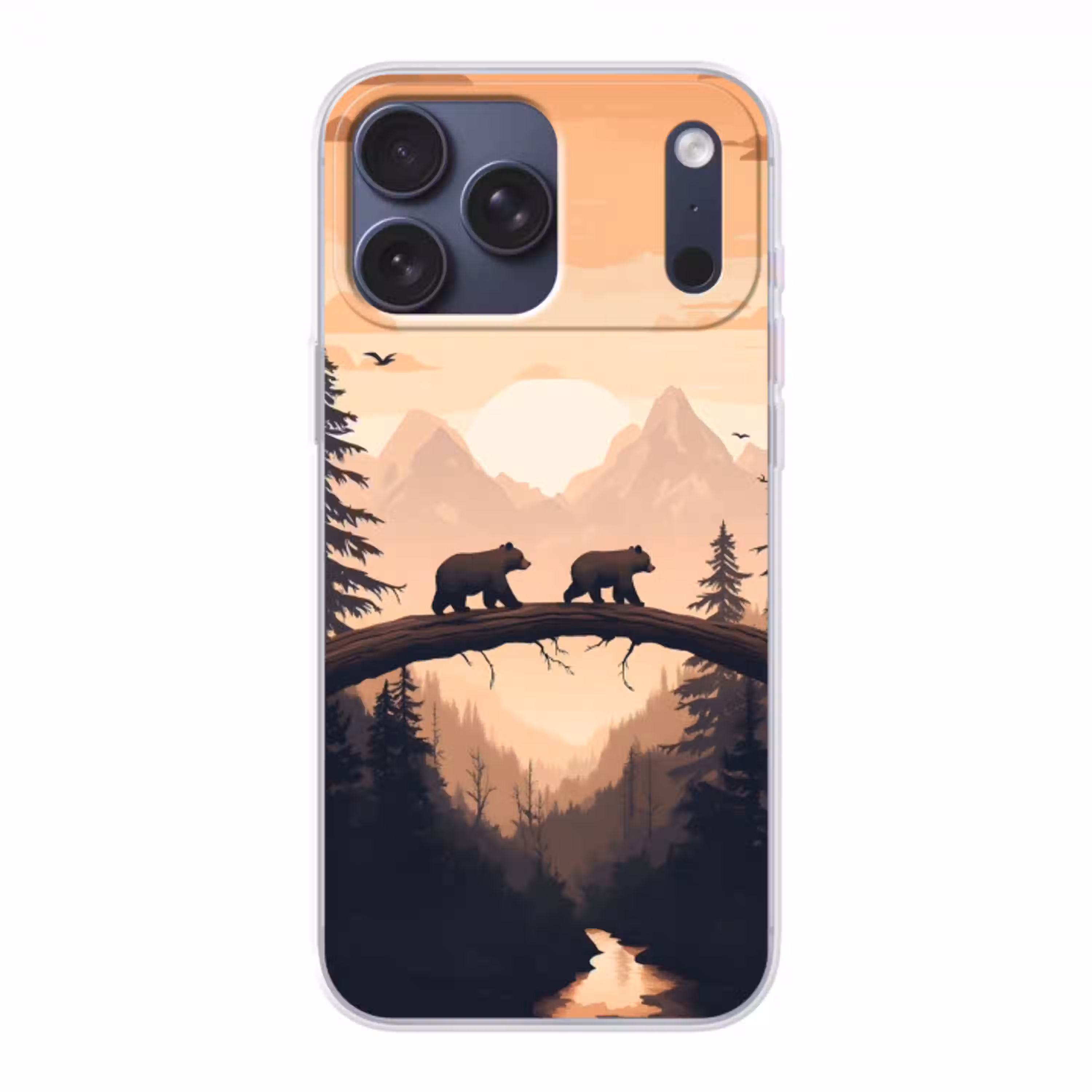 Beren - Bomen - Landschap - Zonsondergang Telefoonhoesje iPhone 17 Pro Max klein -3d