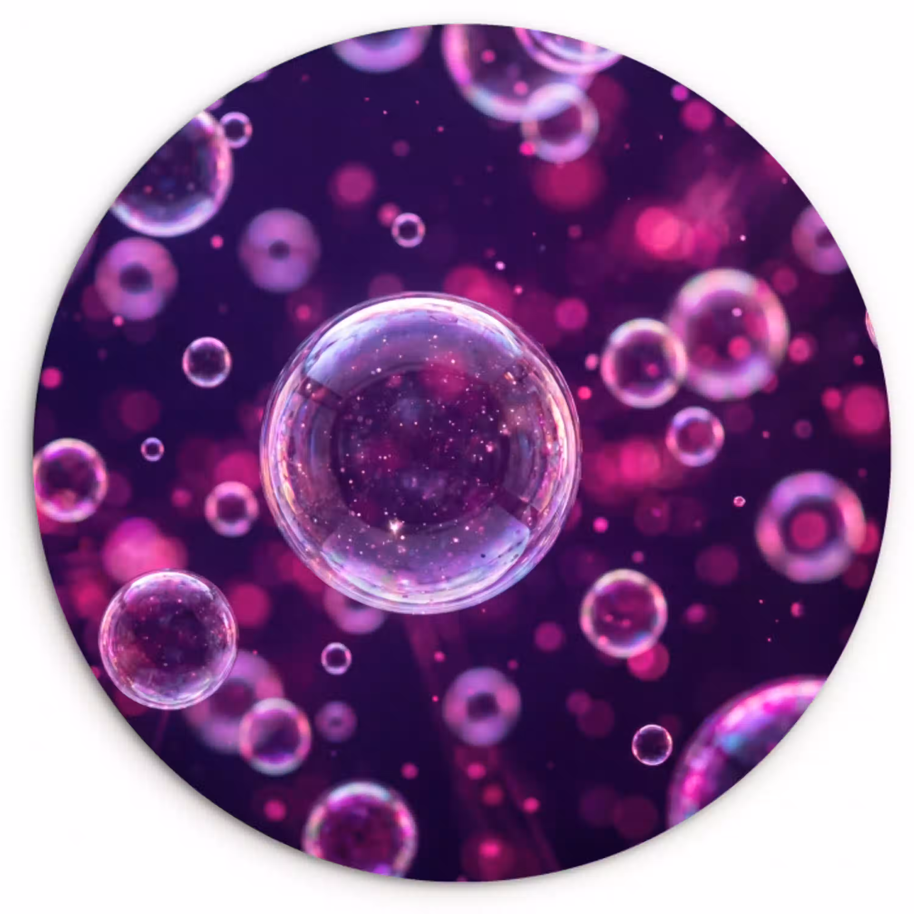 Paars - Bubbels - Schuim Wandcirkel kunststof plaat 5mm dik klein -3d