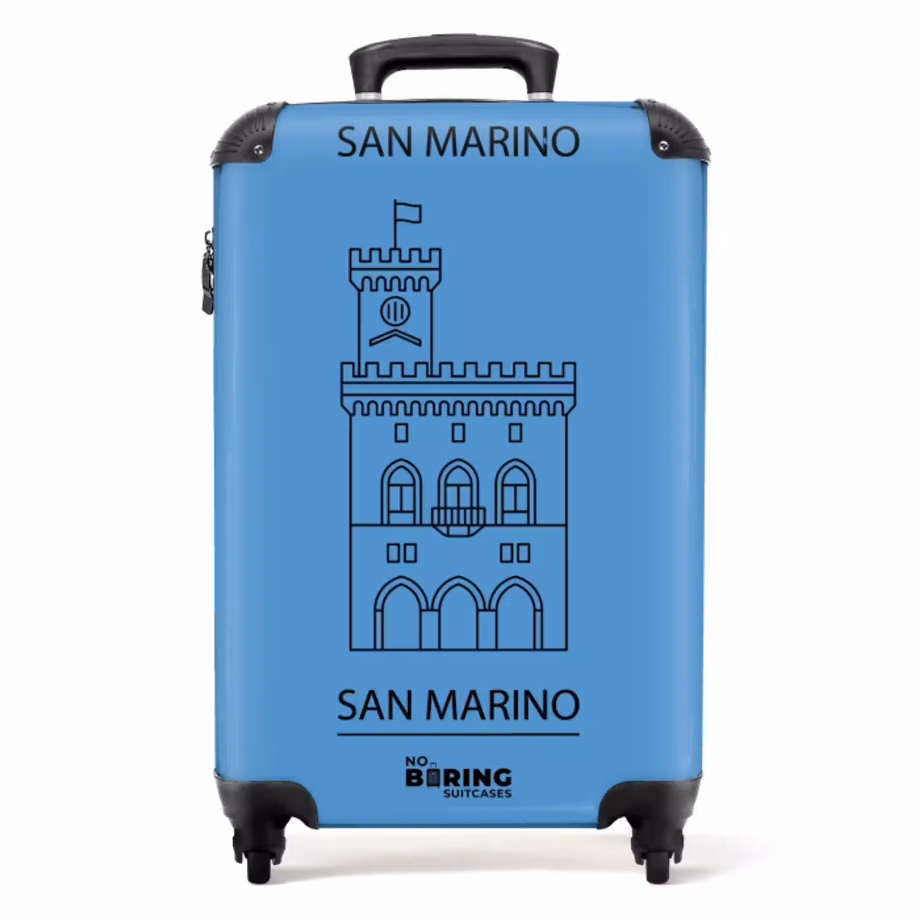 Gebouw - San Marino - Architectuur - Lijntekening - Blauw NBS - Handbagage koffer - Volwassenen Unisex middel -productfoto_recht