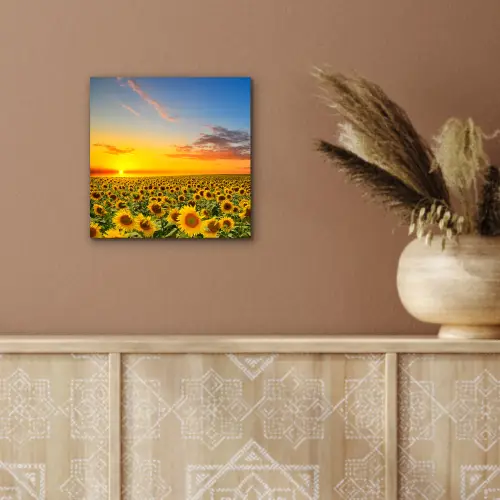 Bloemen - Zonnebloem - Zonsondergang - Nacht - Oranje aluminium wit klein -sfeer4