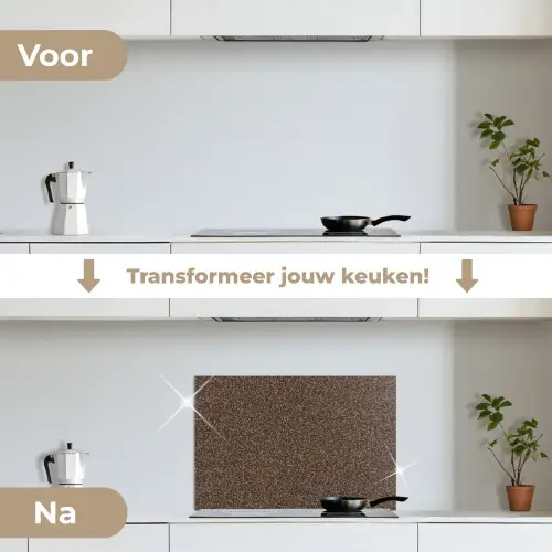 Ruw - Roest - Donkerbruin keuken achterwand spatscherm klein 900 -voor_na_NL