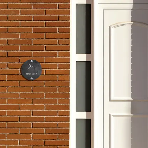 Donker steen - Klassiek Naambord Rond klein -sfeer3-rond-XS