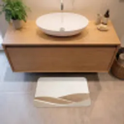 Abstract - Golven - Modern - Beige Badmat klein -sfeer1
