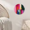 Kleurvakken - Recht - Rond - Abstract Wandcirkel kunststof plaat 5mm dik klein -sfeer5