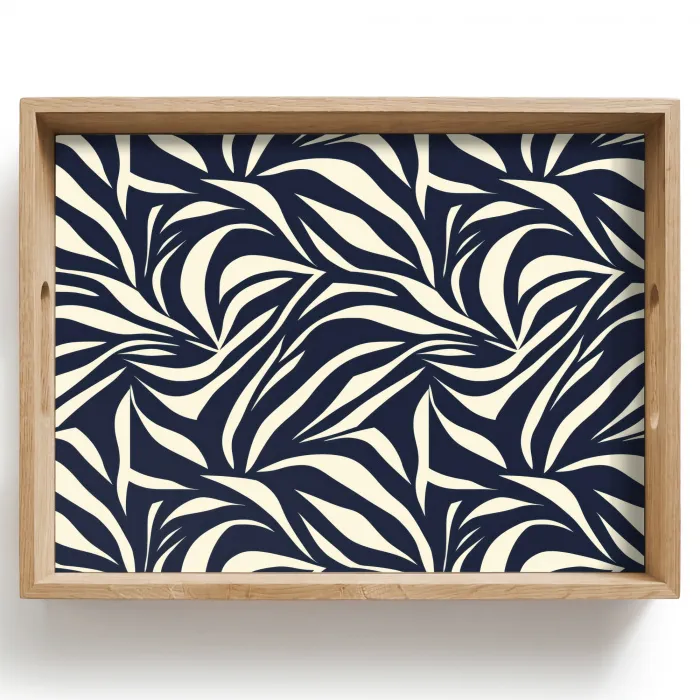 Bladvormen - Blauw - Patroon - Wit Dienblad Rechthoek middel 911 -z3d_shopping