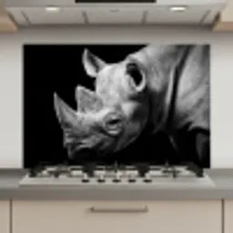 Dieren - Neushoorn - Zwart - Wit - Portret keuken achterwand spatscherm klein -3d_website