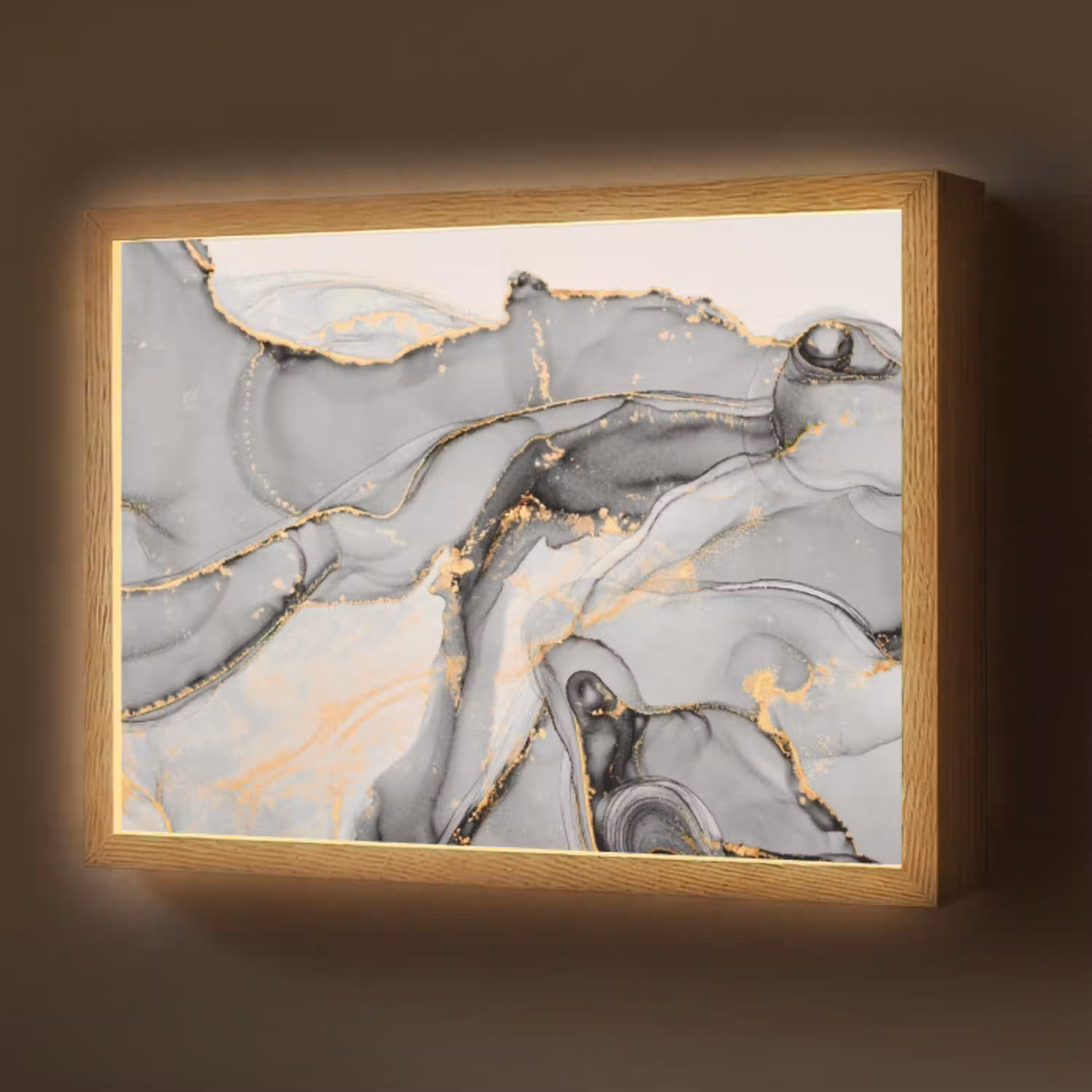 Marmer - Goud - Grijs Light Box met batterij (Wandlamp) middel -z3d_website