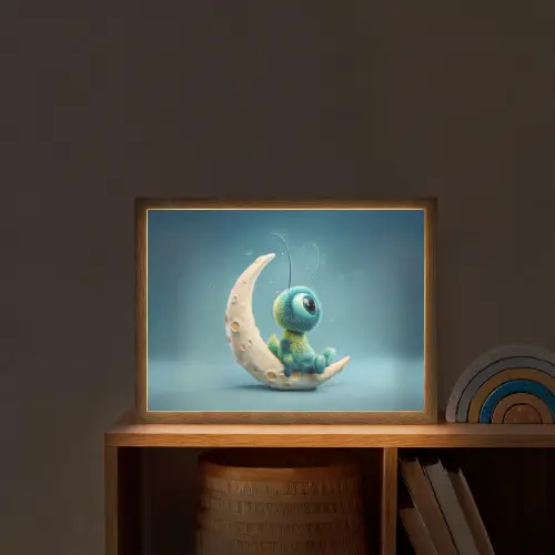 Maan - Ruimtewezen - Blauw Light Box met batterij (Wandlamp kind) middel -sfeer1_kind