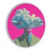 Man - Pak - Wolk - Roze Akoestische PET Vilt - Rond klein -3d