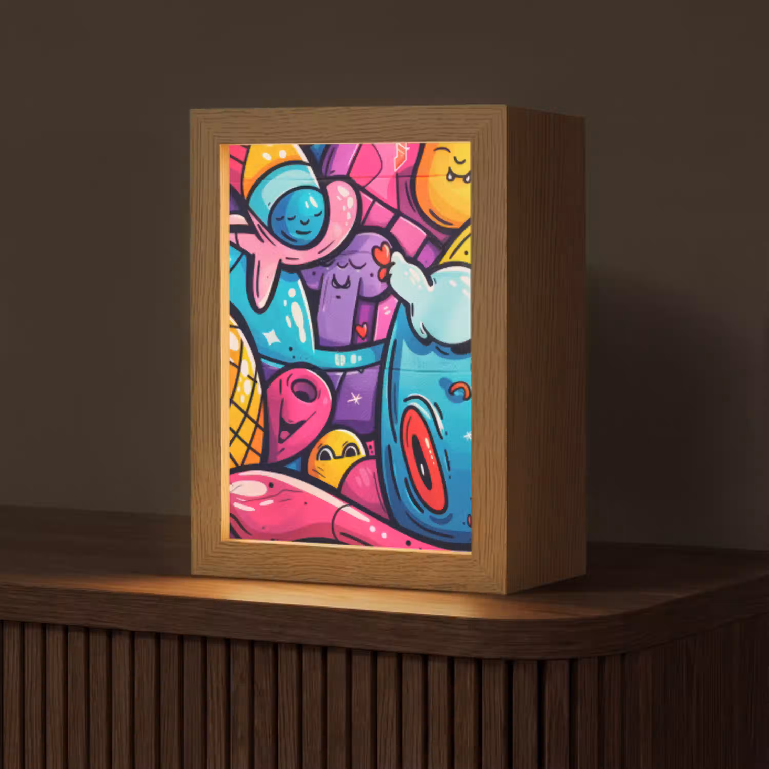 Abstract - Neon - Design - Kleurrijk - Graffiti Light Box met kabel (Tafellamp) klein -z3d_website