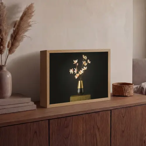 Sierlijk - Boeket - Goud - Vaas Light Box met batterij (Wandlamp) middel -sfeer2